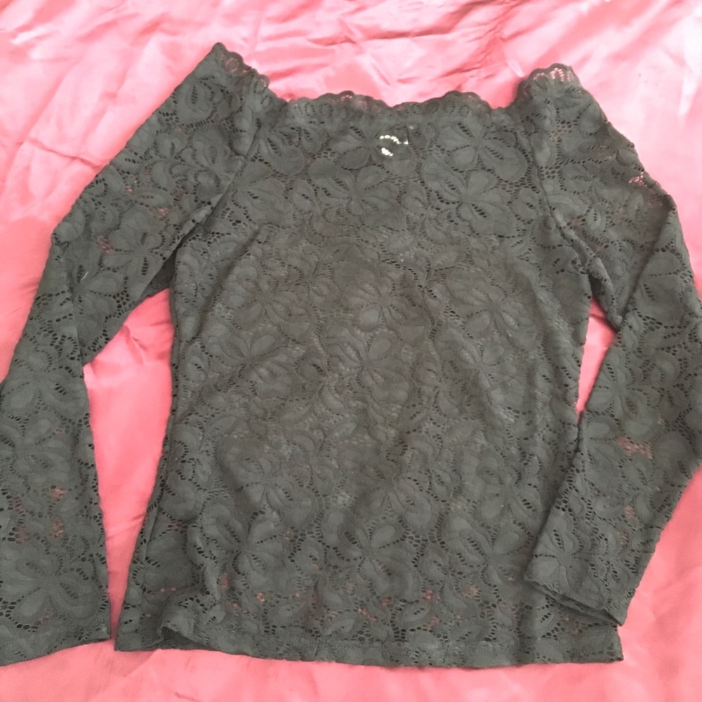 Off-Shoulder Lace Long Sleeve Top